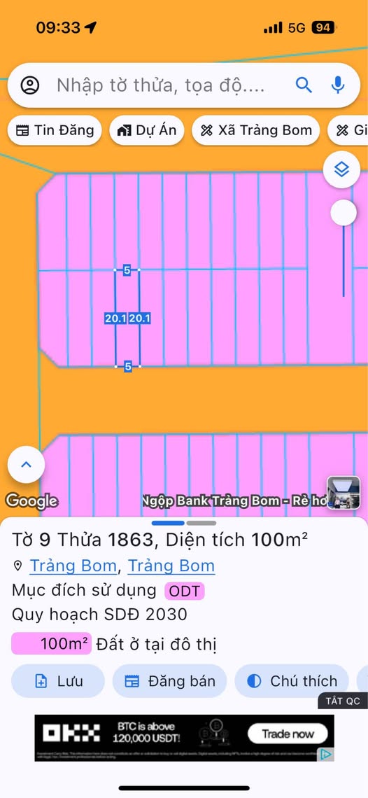 Đất nền Trảng Bom 100m² giá 1.6 tỷ - Sổ riêng, pháp lý rõ ràng!