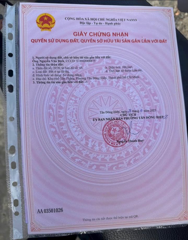 Đất nền Khu dân cư BICOSI Tân Bình, Dĩ An 100m² giá 4.8 tỷ - Cơ hội đầu tư tuyệt vời!