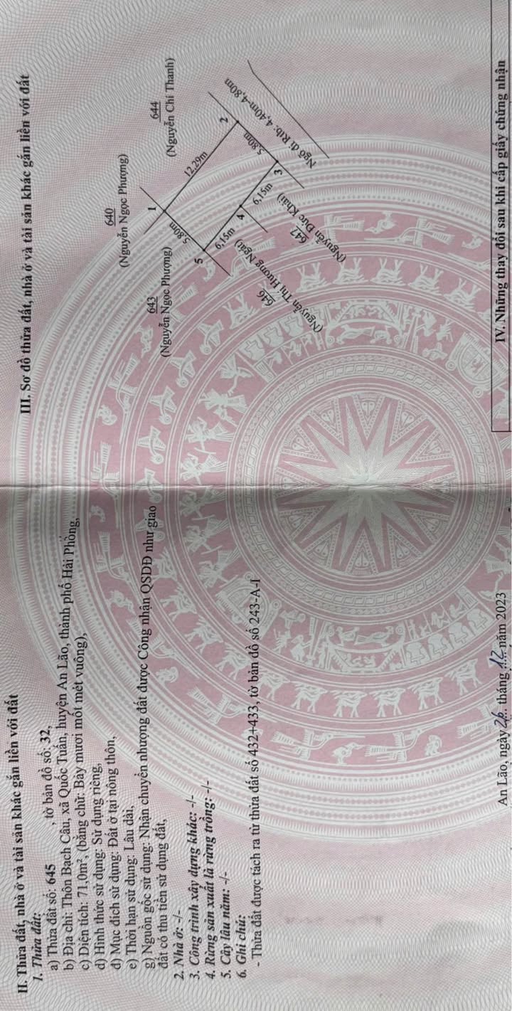 Lô đất 71m² An Lão, Hải Phòng giá 700 triệu - Sổ đỏ chính chủ, nhanh tay chốt ngay!