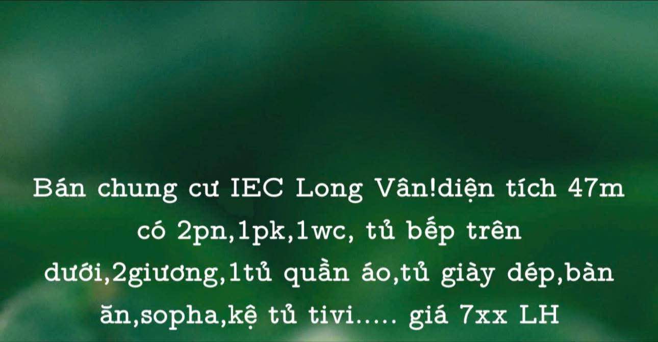 Chung cư IEC Long Vân Quy Nhơn 47m² giá 700 triệu - Ban công hướng công viên thoáng đãng!