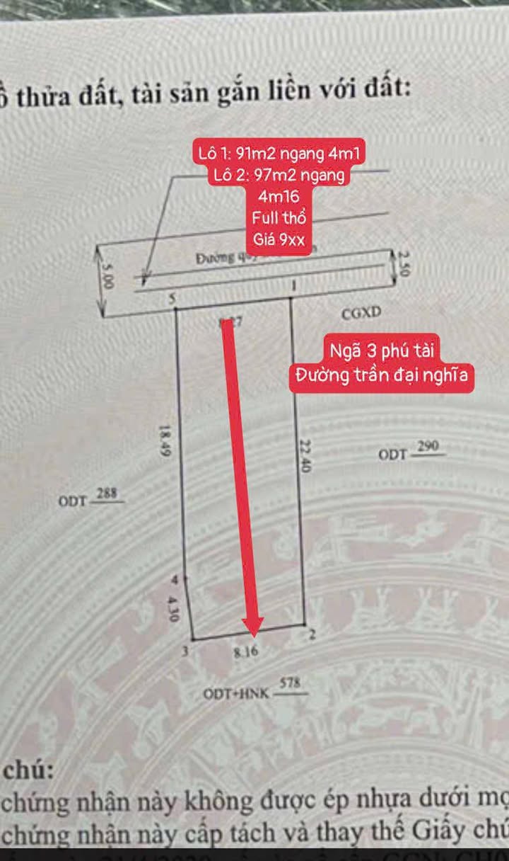 Đất nền hẻm 144 Trần Đại Nghĩa, Quy Nhơn 91m² giá 950 triệu - Sổ đỏ chính chủ!