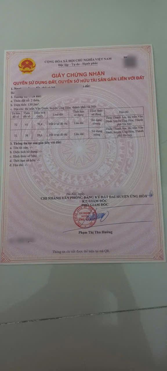 Đất thổ cư 59,5m² Thị Trấn Vân Đình chỉ 1,4 tỷ - Tiện ích bạt ngàn!