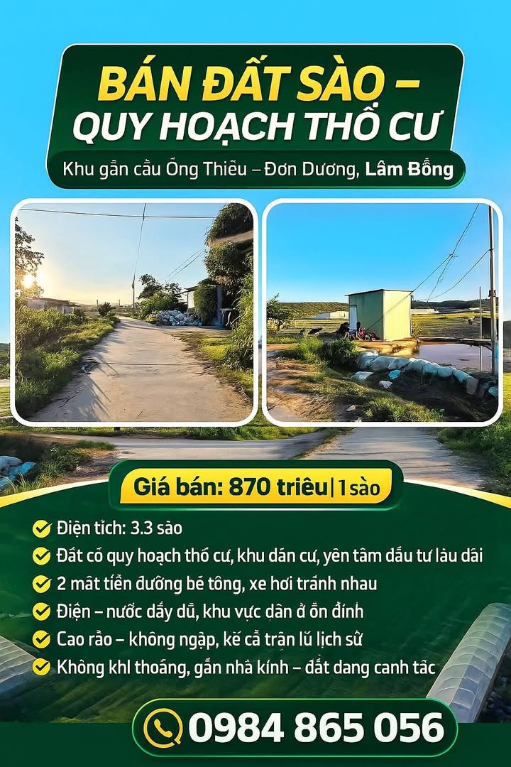 Đất thổ cư 3.3 sào tại Tu Tra, Đơn Dương giá 2.87 tỷ - Đầu tư sinh lời lâu dài!