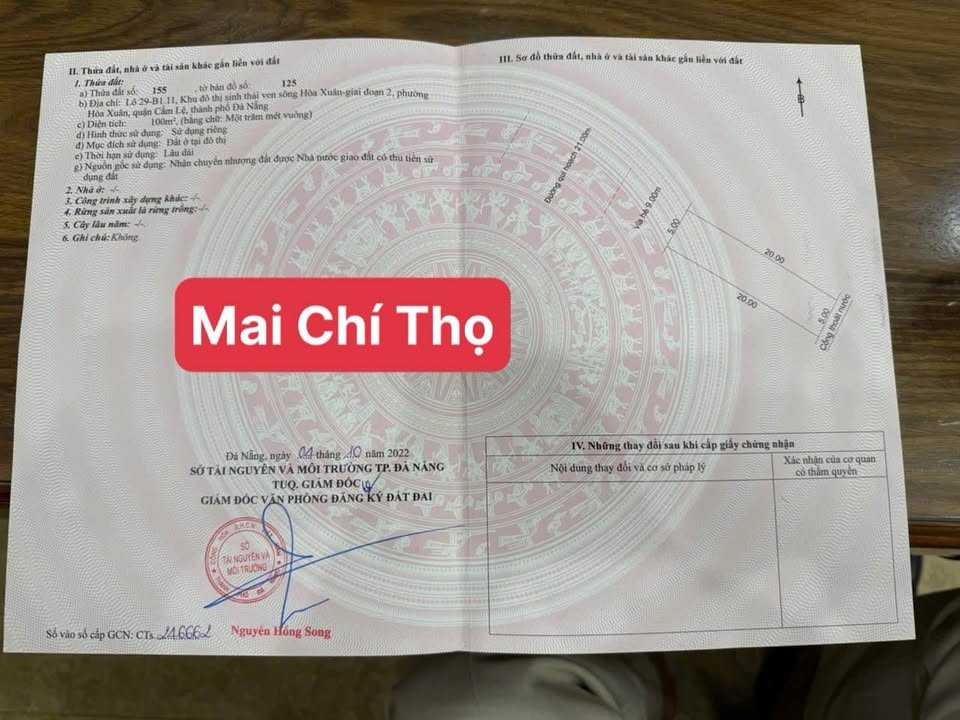 Đất nền đường Mai Chí Thọ, Hòa Xuân 100m² giá 7.75 tỷ - Cơ hội đầu tư vàng!