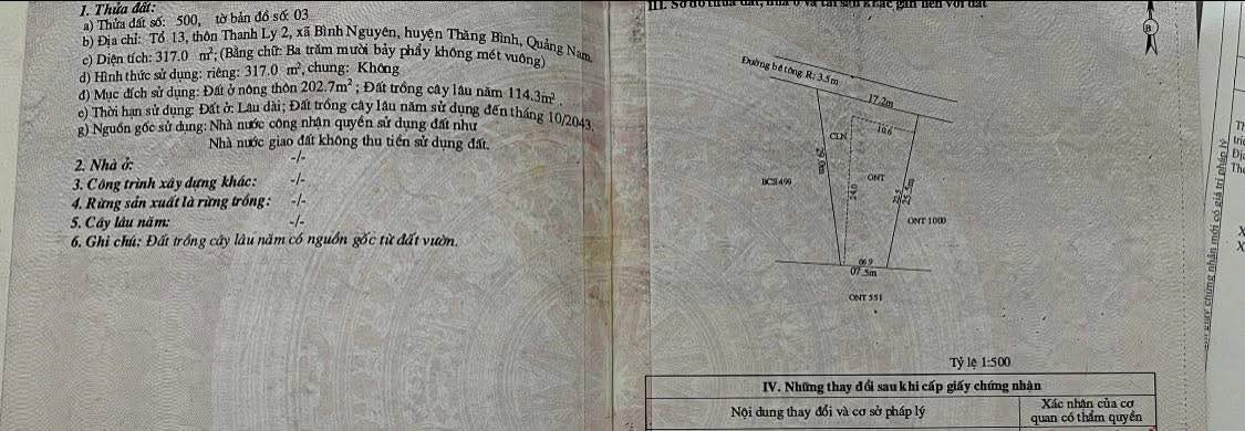 Đất nền Bình Nguyên Thăng Bình 317m² giá 1.2 tỷ - Nhà cấp 4 mới xây