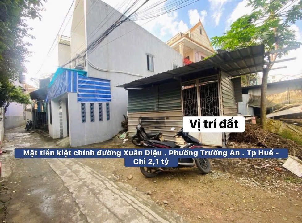 Đất lô góc 2 mặt tiền kiệt chính Xuân Diệu, phường Trường An, TP Huế 76.8m² - Giá chỉ 2.1 tỷ!