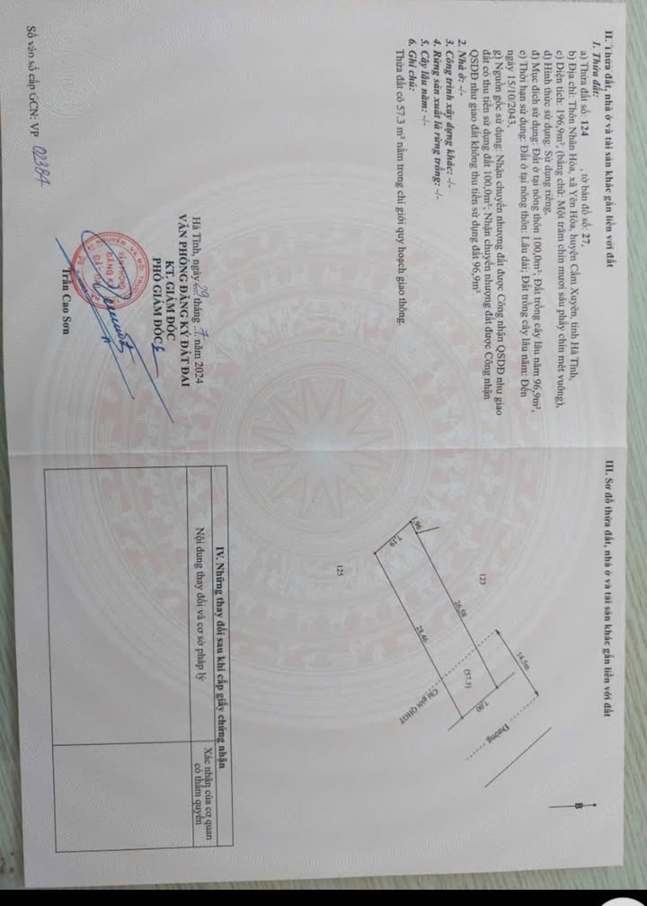 Đất Yên Hòa Cẩm Xuyên 196m² giá 900 triệu - Dân cư đông đúc, tiện ích đầy đủ!