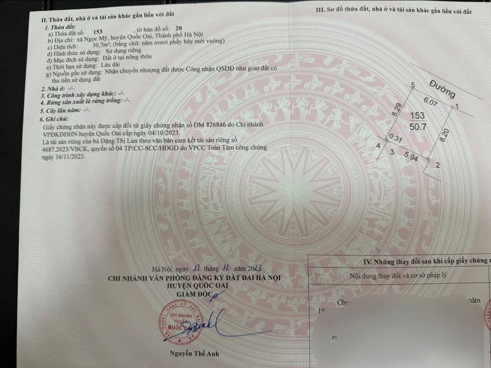 Đất Ngọc Mỹ Quốc Oai 50m² giá 3 tỷ - Gần đường Tiểu Ly, xe 7 chỗ vào tận đất!