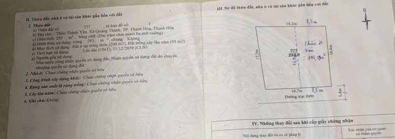 Đất thổ cư tại phường Thành Yên, Thạch Thành, Thanh Hóa 153m² giá 4 tỷ - Đầu tư sinh lời cao!