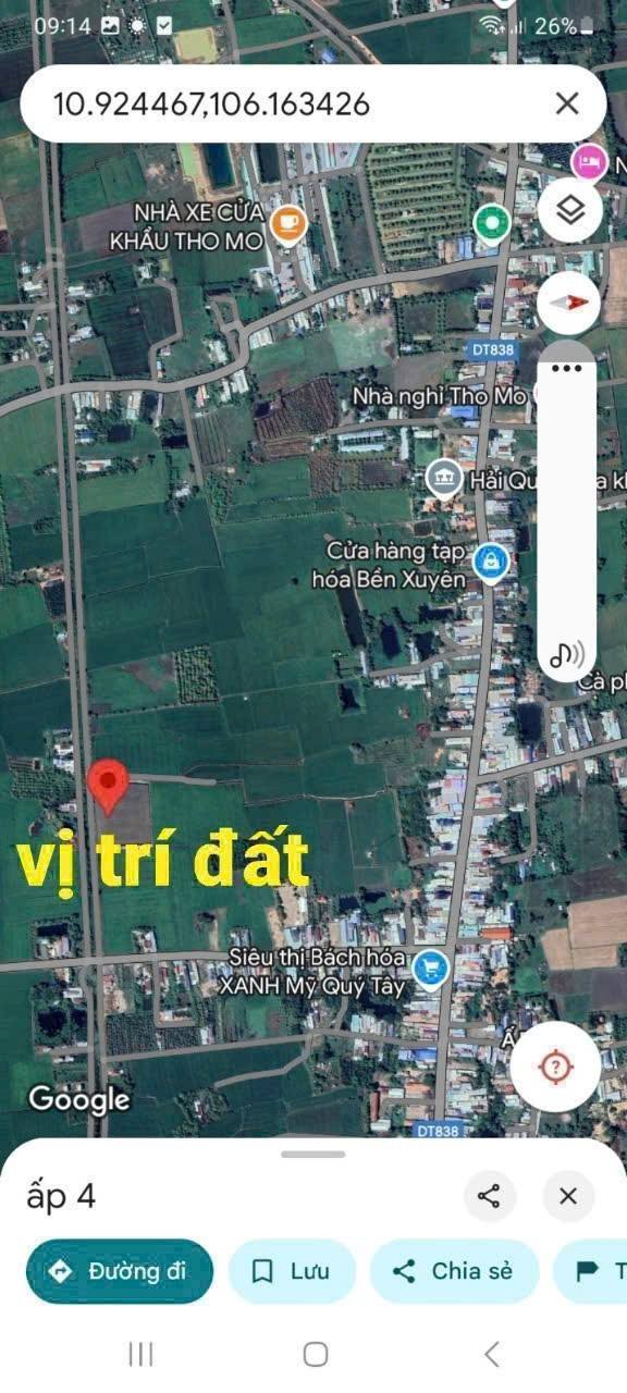 Đất nền Ấp 4 Mỹ Quý Tây, Đức Huệ, Long An 10834m² - Sổ hồng chính chủ, giá tốt!