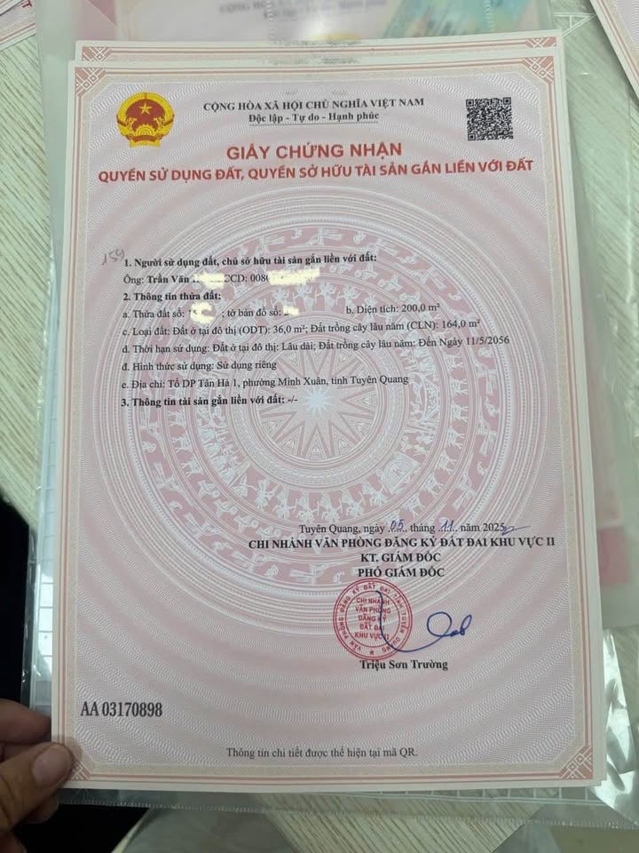 Đất thổ cư Tân Hà, Tuyên Quang 200m² giá 1.5 tỷ - Vị trí đẹp, hướng Đông Nam