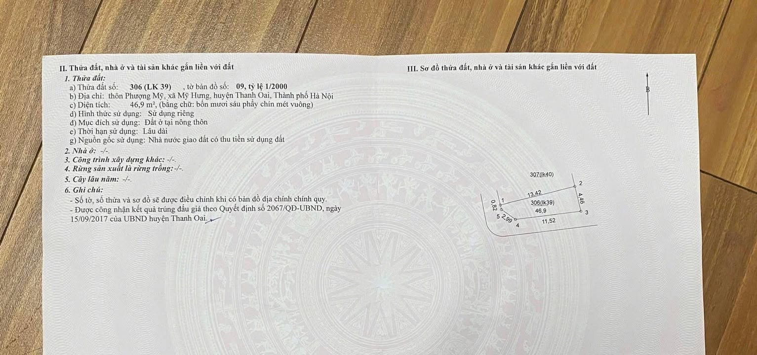 Đất nền đẹp Mỹ Hưng Thanh Oai 46,9m² - Lô góc chính chủ, giá thỏa thuận!