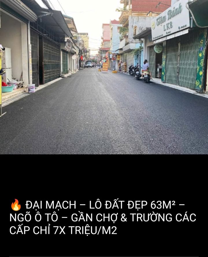 Đất nền Đại Mạch 63m² giá chỉ 7 triệu/m² - Ngõ ô tô, gần chợ và trường học!