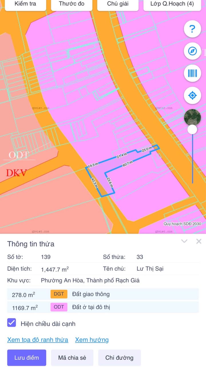 Đất thổ cư Rạch Giá 1400m² giá chỉ 9 tỷ - Đầu tư sinh lời cao!