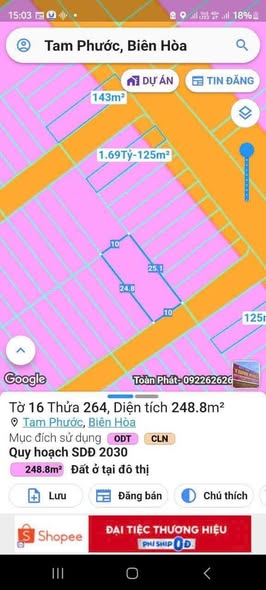 Đất nền Tam Phước Biên Hòa 248m² giá 1.8 tỷ - Cơ hội đầu tư sinh lời!