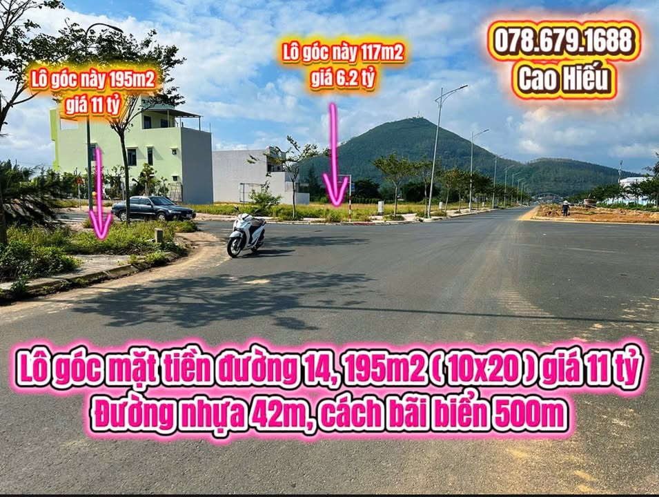 Đất nền góc mặt tiền đường 14, Tuy Hòa 195m² giá 11 tỷ - Đầu tư sinh lời ngay!