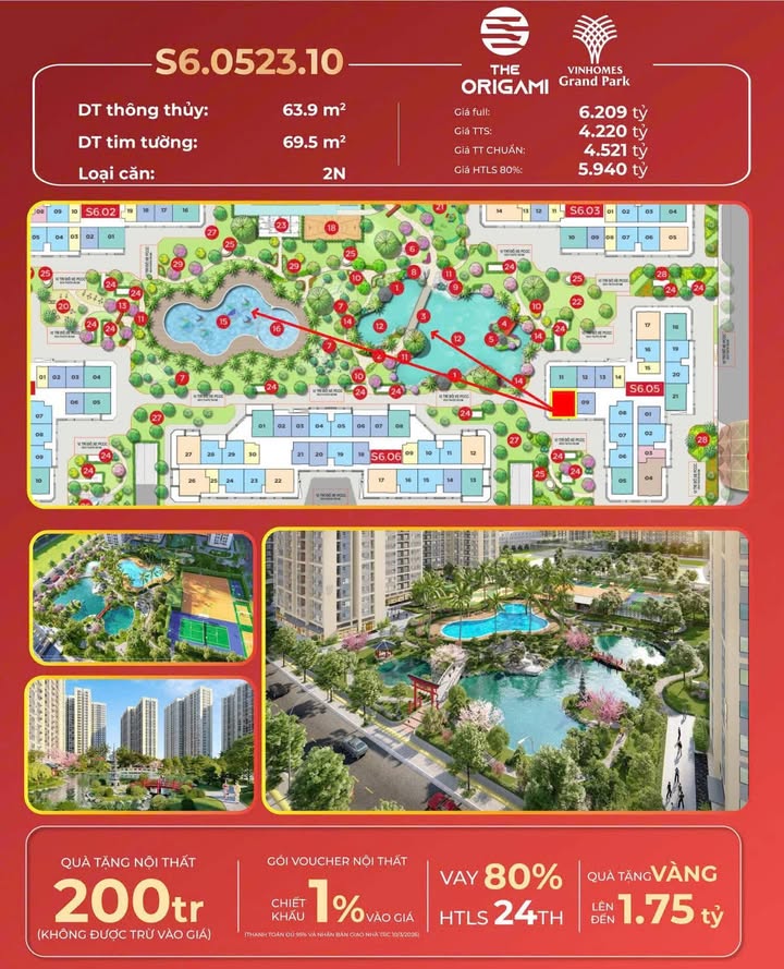 Căn hộ 2 ngủ view bể bơi và hồ cá Koi tại Vinhomes Grand Park Quận 9 - Giá chỉ 4.2 tỷ!