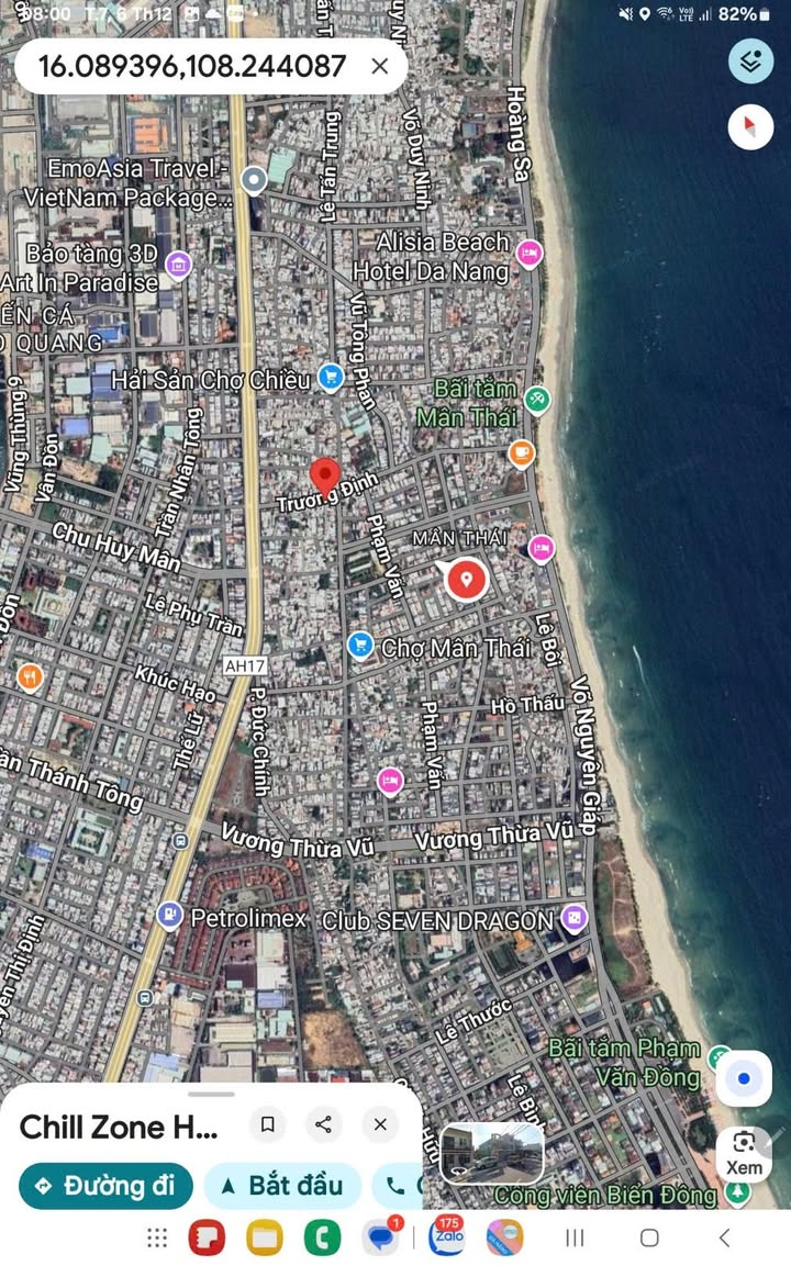 Đất mặt tiền Trương Định, Mân Thái, 90m² - Cơ hội đầu tư gần biển!