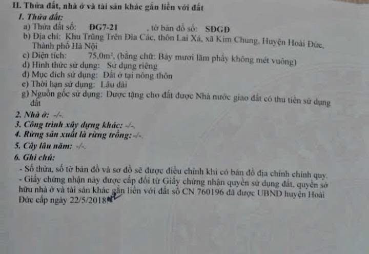 Đất đấu giá Lai Xá, Hoài Đức 75m² - Vị trí đẹp, đầu tư sinh lời!