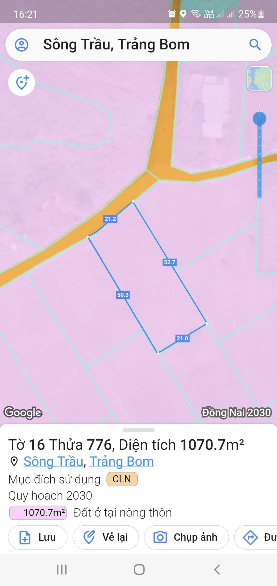 Đất nông nghiệp Sông Trầu, Trảng Bom 1070m² giá 2 tỷ - Cơ hội đầu tư sinh lời!