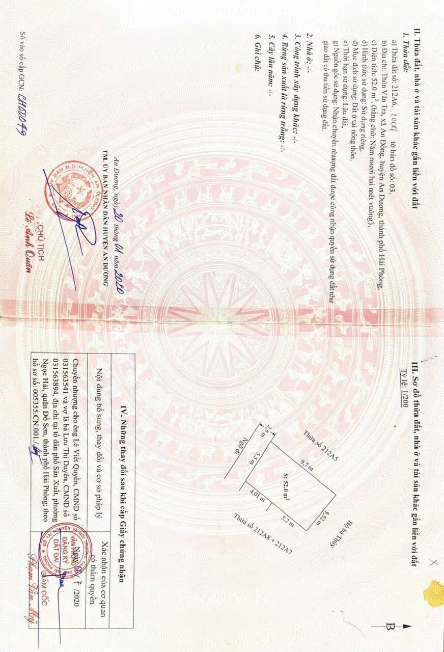 Nhà 3 tầng tại TDP Vân Tra, An Dương, Hải Phòng 52m² giá 2.55 tỷ - Sân cổng riêng, tiện ích đầy đủ!