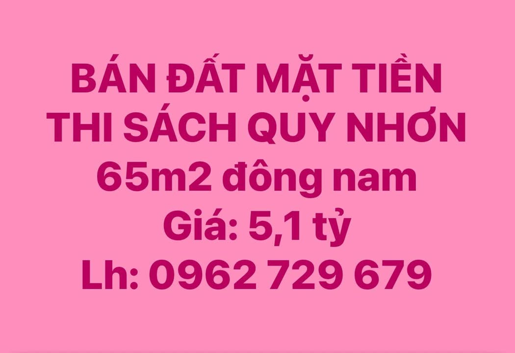 Đất mặt tiền đường Thi Sách Quy Nhơn 65m² giá 5.1 tỷ - Cơ hội đầu tư tuyệt vời!