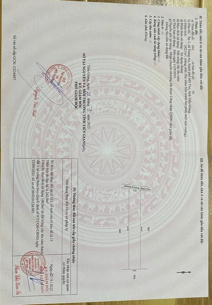 Đất thổ cư 240m² tại ấp 3 Trung An, Mỹ Tho - Giá 1.7 tỷ, thương lượng ngay!