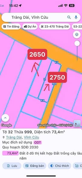 Bán đất thổ cư 73m² tại Trảng Dài, Biên Hòa - Mặt tiền kinh doanh, giá 2.7 tỷ!