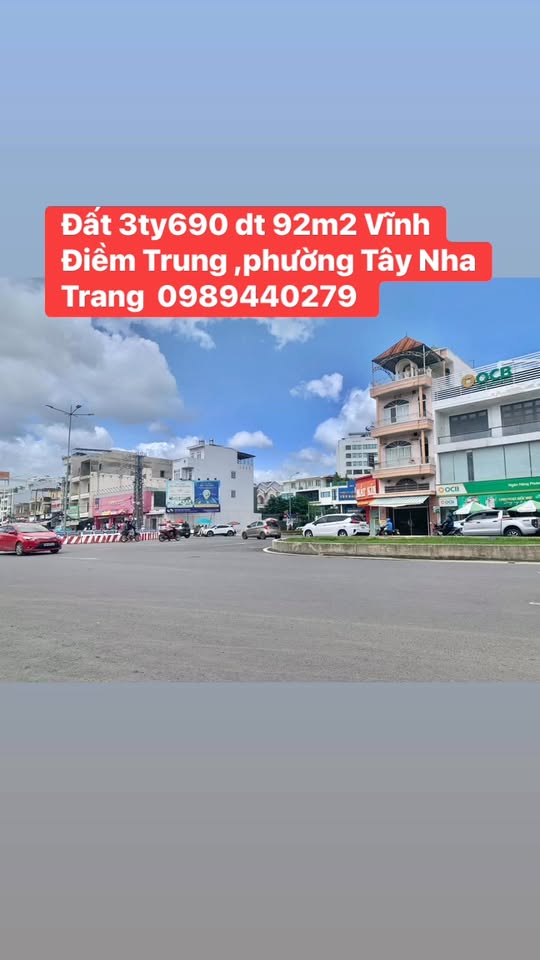 Đất 2 mặt tiền Vĩnh Điềm Trung Nha Trang 92m² giá 3.69 tỷ - Đầu tư sinh lời ngay!