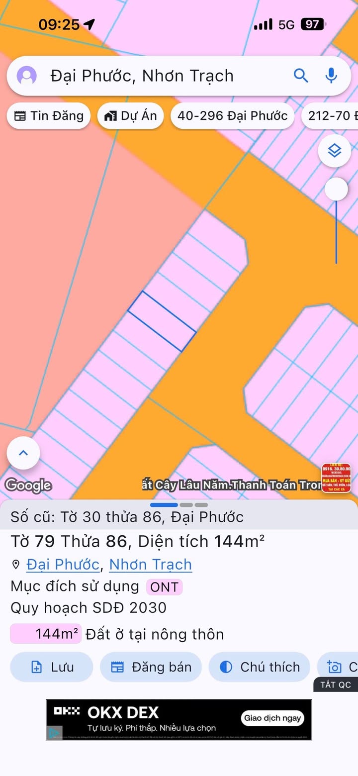 Đất nền Nhơn Trạch 144m² giá 6.2 tỷ - Chính chủ bán nhanh!