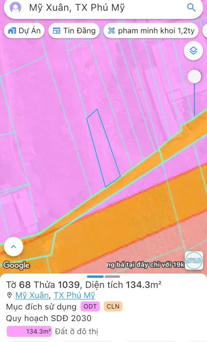 Đất nền Thị Vải, Mỹ Xuân 134m² giá 1.35 tỷ - Cơ hội đầu tư tuyệt vời!