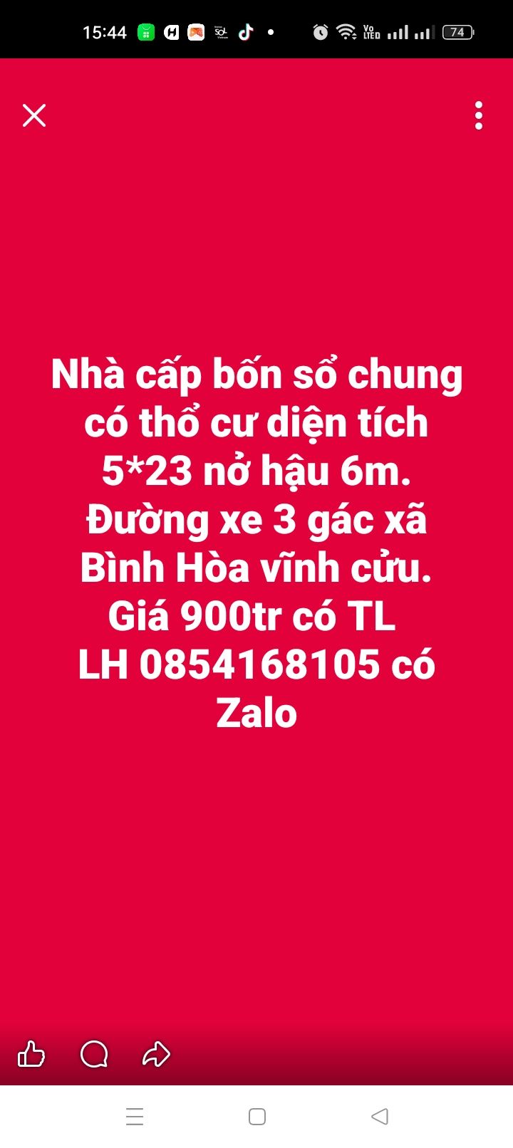 Nhà cấp 4 xã Bình Hòa Vĩnh Cửu 115m² giá 900 triệu - Sổ đỏ chính chủ