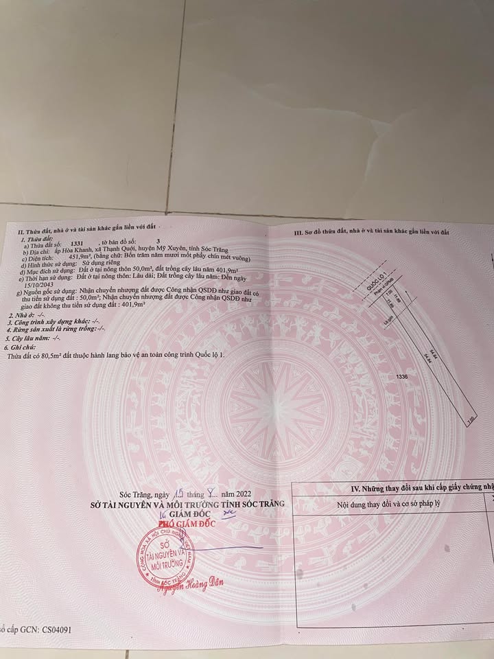 Đất nền mặt tiền Quốc Lộ 1A, Thạnh Quới, 60m² - Đầu tư sinh lời ngay!