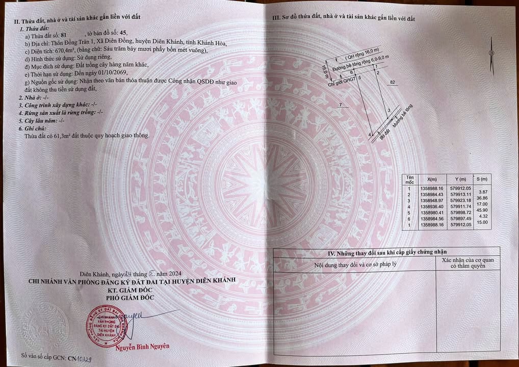 Đất nền đẹp tại Thôn 2, Diên Đồng, Diên Khánh 670m² giá 1.6 tỷ - Cơ hội đầu tư tuyệt vời!