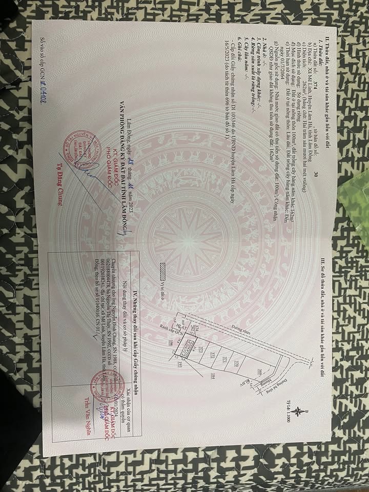 Đất mặt tiền đường DT 725, xã Nam Ban 262m² - Cơ hội đầu tư hấp dẫn!