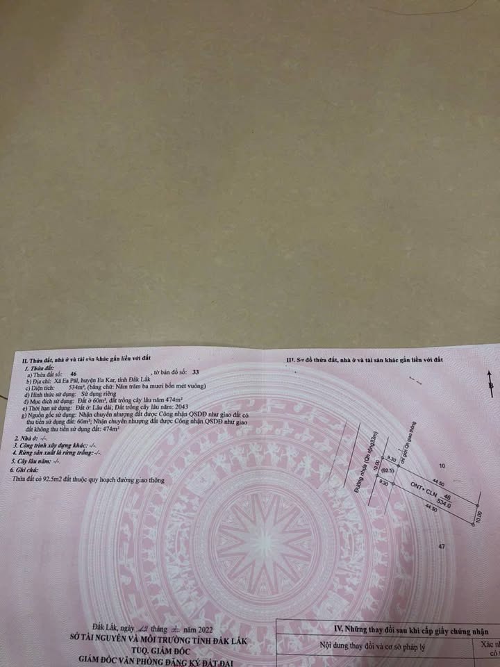 Đất thổ cư xã Ea Pal 2679m² giá 5.8 tỷ - Đối diện cây xăng Thiên Lý