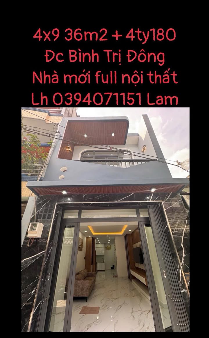 Nhà mới Bình Trị Đông 36m² giá 4.18 tỷ - Full nội thất sang trọng!