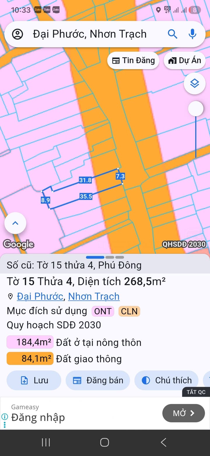 Đất thổ cư mặt tiền Võ Thị Sáu, Nhơn Trạch 268m² chỉ 5.36 tỷ - Cơ hội đầu tư tuyệt vời!
