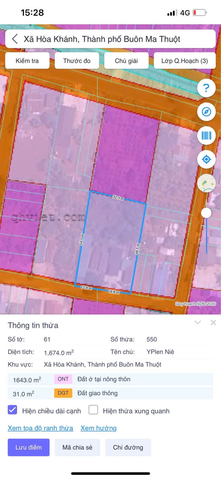 Đất thổ cư Hòa Phú, Buôn Ma Thuột 150m² giá 540 triệu - Mặt tiền đường nhựa thuận lợi!