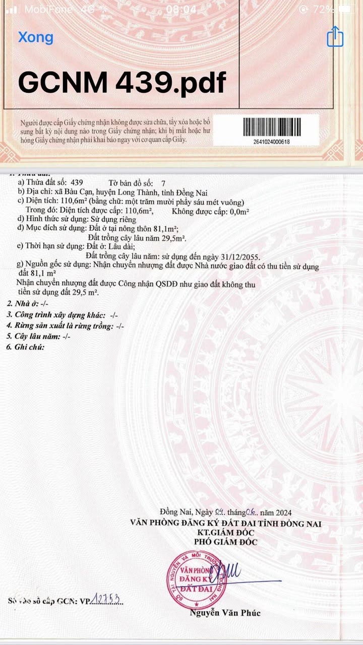 Đất nền Bàu Cạn, Long Thành 110,6m² giá 1.4 tỷ - Đầu tư an toàn!