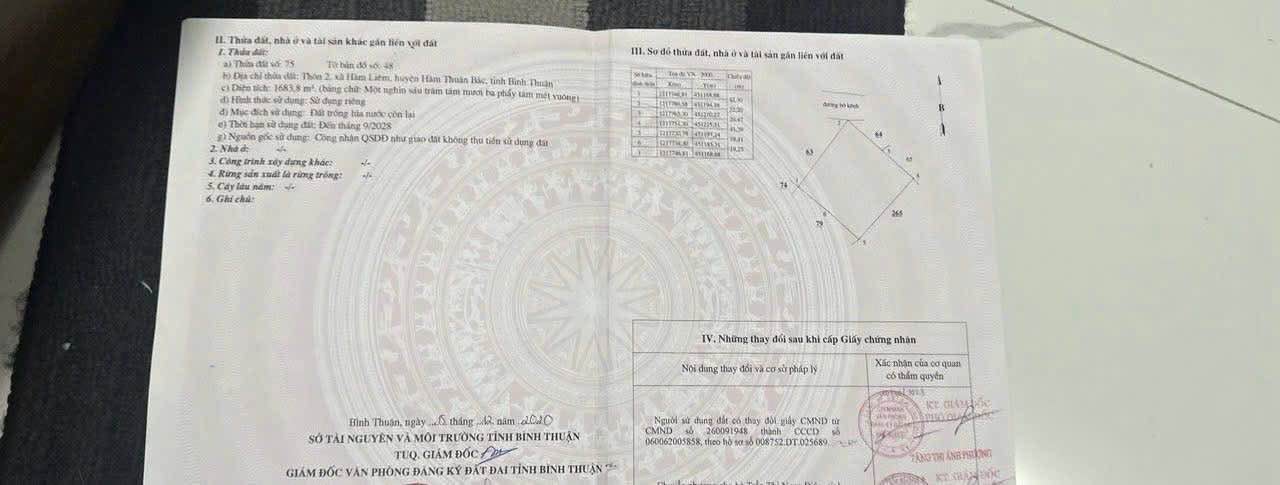 Đất nông nghiệp 16.000m² tại Hàm Liêm - Mặt tiền kênh, giá 500 triệu