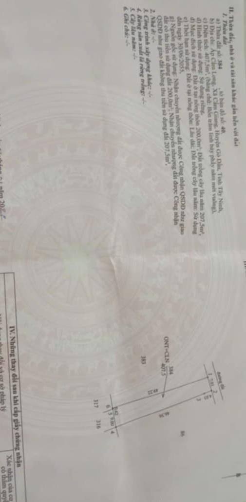 Đất thổ cư 407m² Cẩm Giang, Gò Dầu - Nhà đẹp, giá tốt thương lượng!