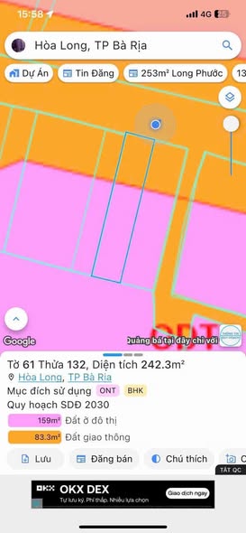 Đất nền đường số 22 Hoà Long, Bà Rịa 242m² giá 2.3 tỷ - Cơ hội đầu tư hấp dẫn!