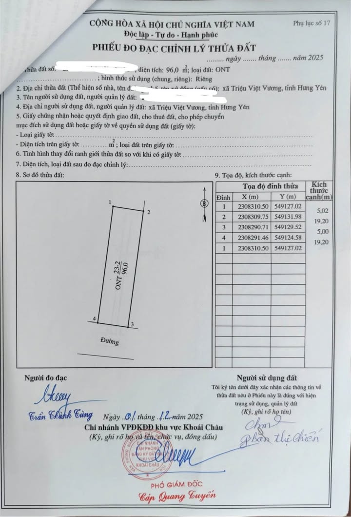 Đất thổ cư 96m² tại Triệu Việt Vương, Khoái Châu - Giá chỉ 2 tỷ, đầu tư sinh lời!