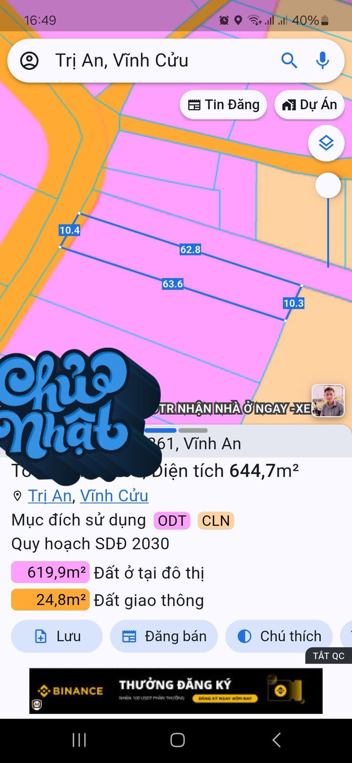 Đất thổ cư 100m² mặt tiền đường Đồng Lớn, Vĩnh An, 644m² - Cơ hội đầu tư tuyệt vời!