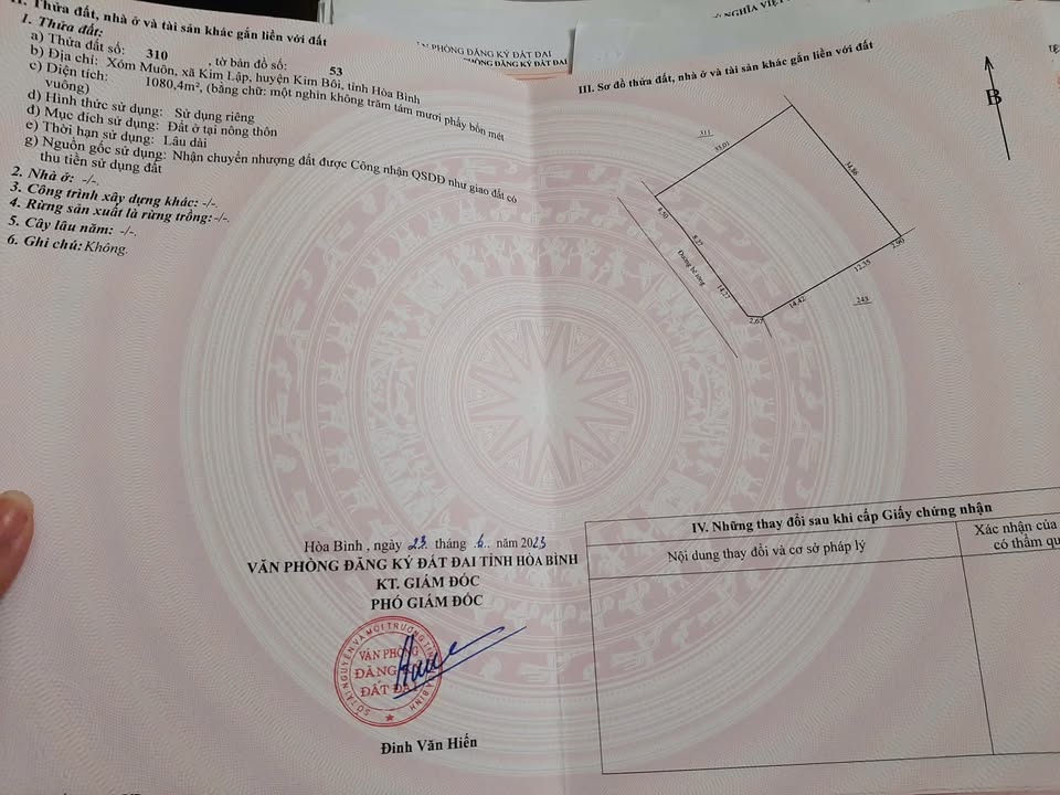 Đất thổ cư Kim Lập, Kim Bôi 1080m² giá 2.16 tỷ - View cánh đồng lúa tuyệt đẹp!