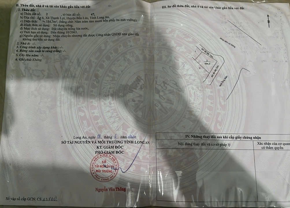 Đất thổ cư mặt tiền sông Vàm Cỏ 584m² giá 790 triệu - Đầu tư sinh lời cao!