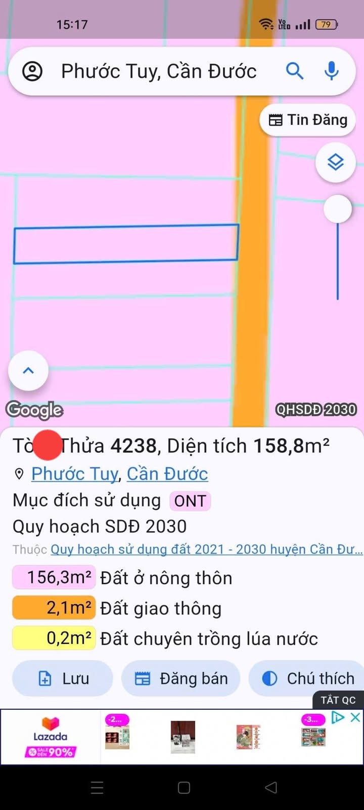 Đất thổ cư xã Phước Tuy, Cần Đước, Long An 159m² giá chỉ 1 tỷ - Đầu tư ngay!