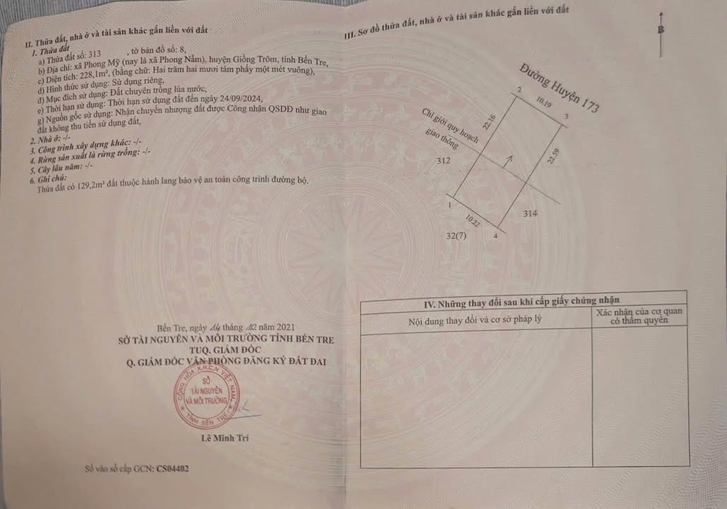 Đất nền mặt tiền đường 173, xã Phong Nẫm, 228m² giá 900 triệu - Cơ hội đầu tư hấp dẫn!