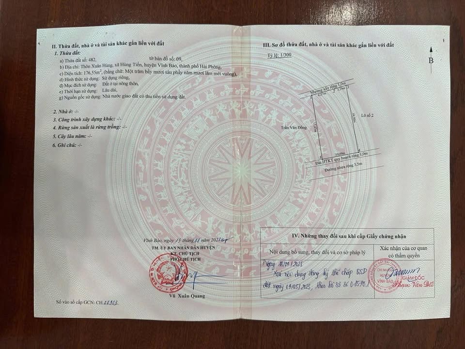 Bán lô đất đẹp Vĩnh Bảo 176.5m² giá 1.1 tỷ - Tiềm năng đầu tư lớn!